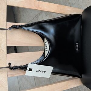 STAUD "Winona" Black Leather Shoulder Bag